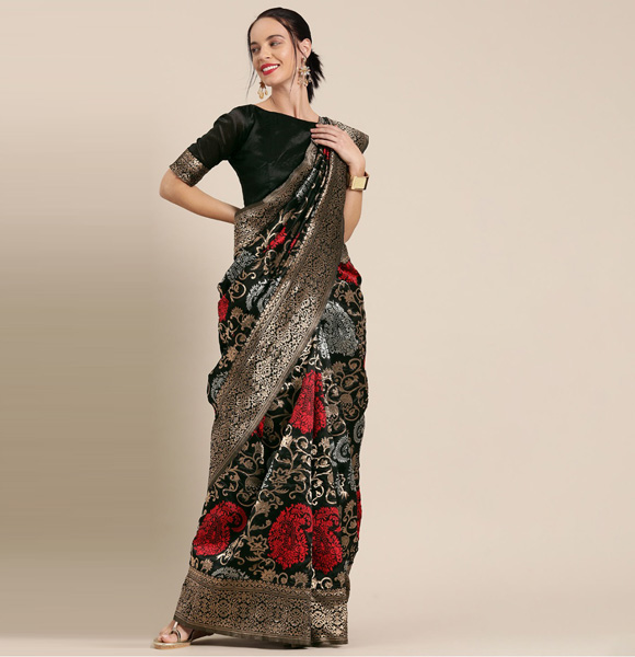 Gorgeous Silk Blend Printed Saree with Blouse GM-1179
