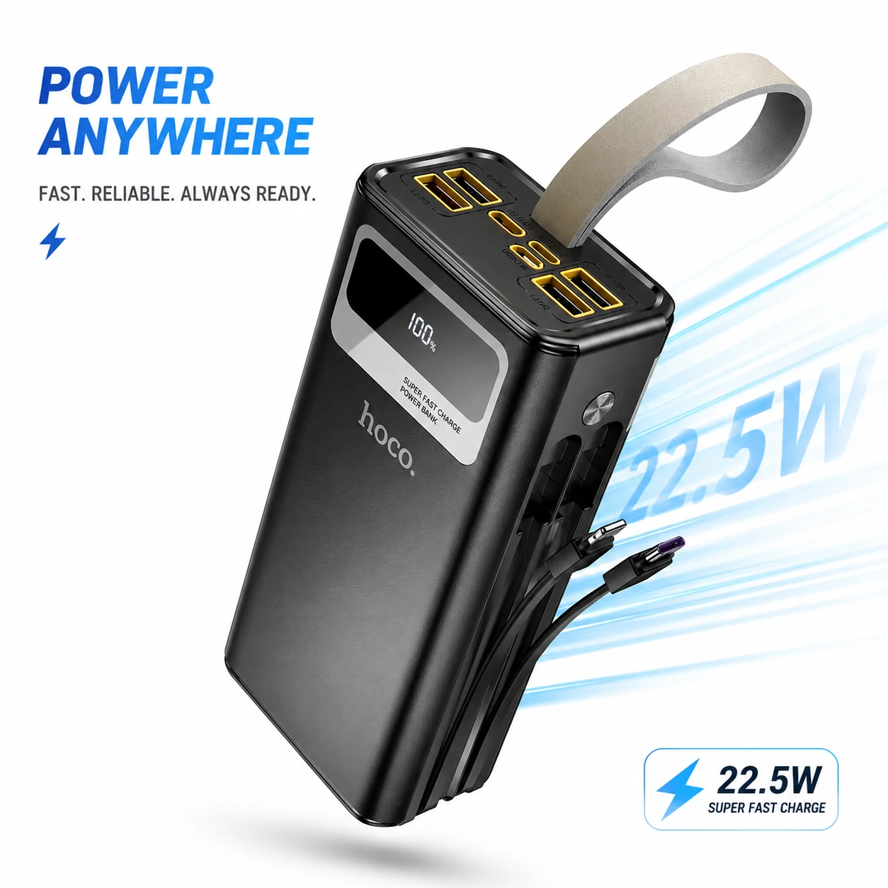 HOCO MMJ-06 30000mAh Power Bank – 22.5W Fast Charging, Digital LED Display & Multi-Port Outputs