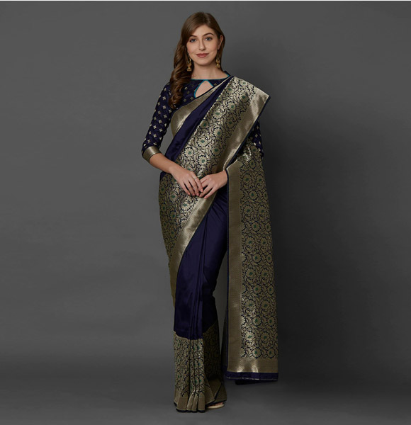 Gorgeous Silk Blend Printed Saree with Blouse GM-1188