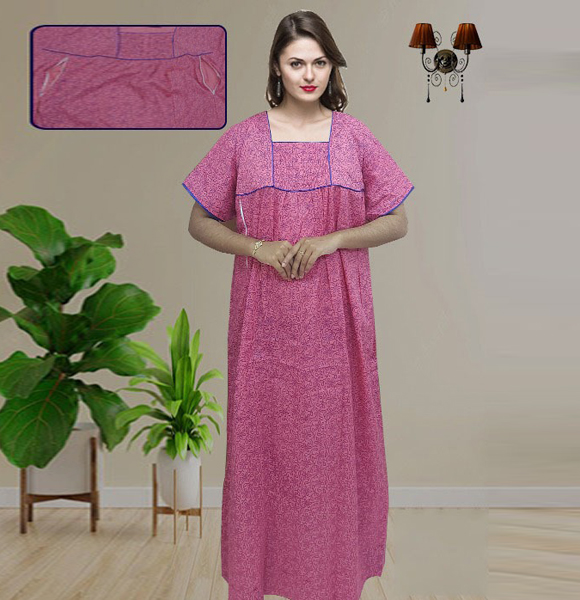Cotton Comfortable Mother care Feeding Maxi Dress For Women GM-1476