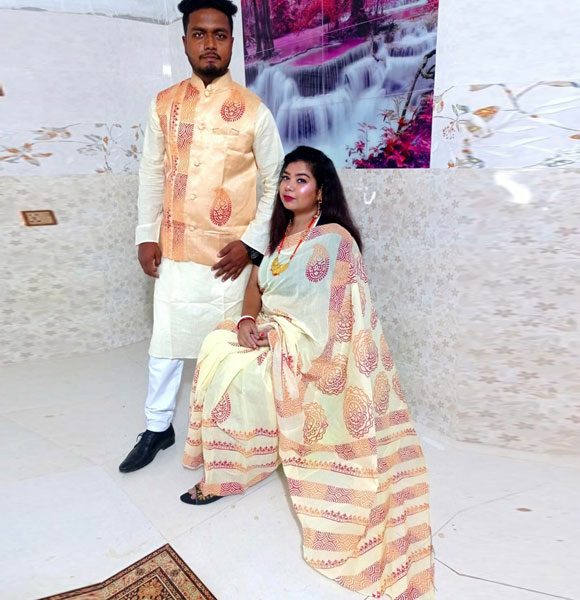 Stylish New Collection Saree & Panjabi koti Combo Dress black color for Couple