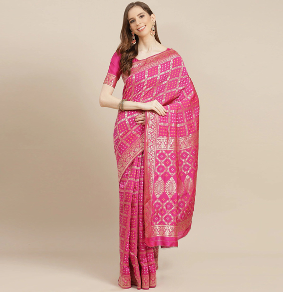 Printed Silk Blend Saree with Blouse GM-1128