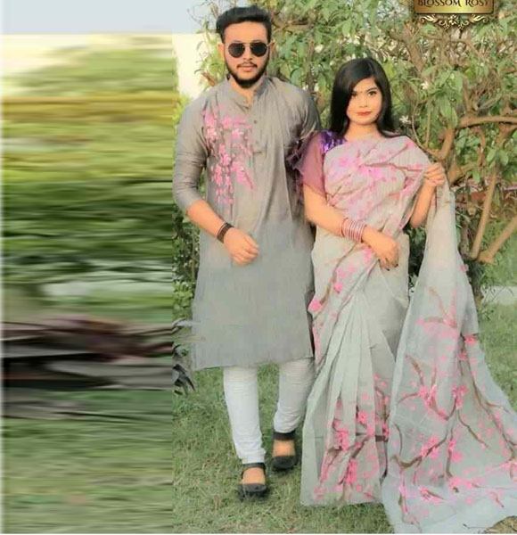 Dhupian Saree + Punjabi (Couple set) GM-157