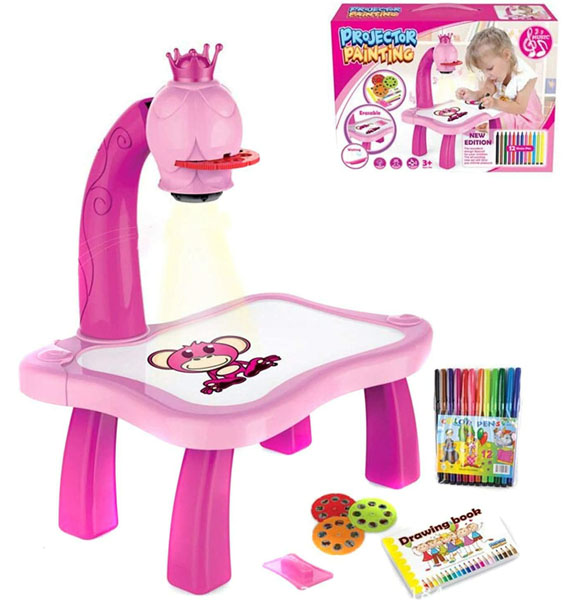 Little Hands Drawing Projector Table for Kids, Trace and Draw Projector Toy with Light