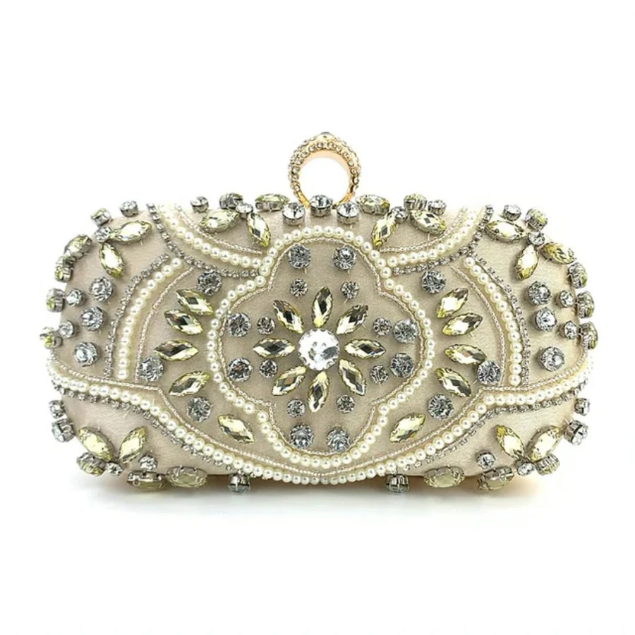 Bridal Handmade Luxury Stone Purse - Black, White, Champagne Gold