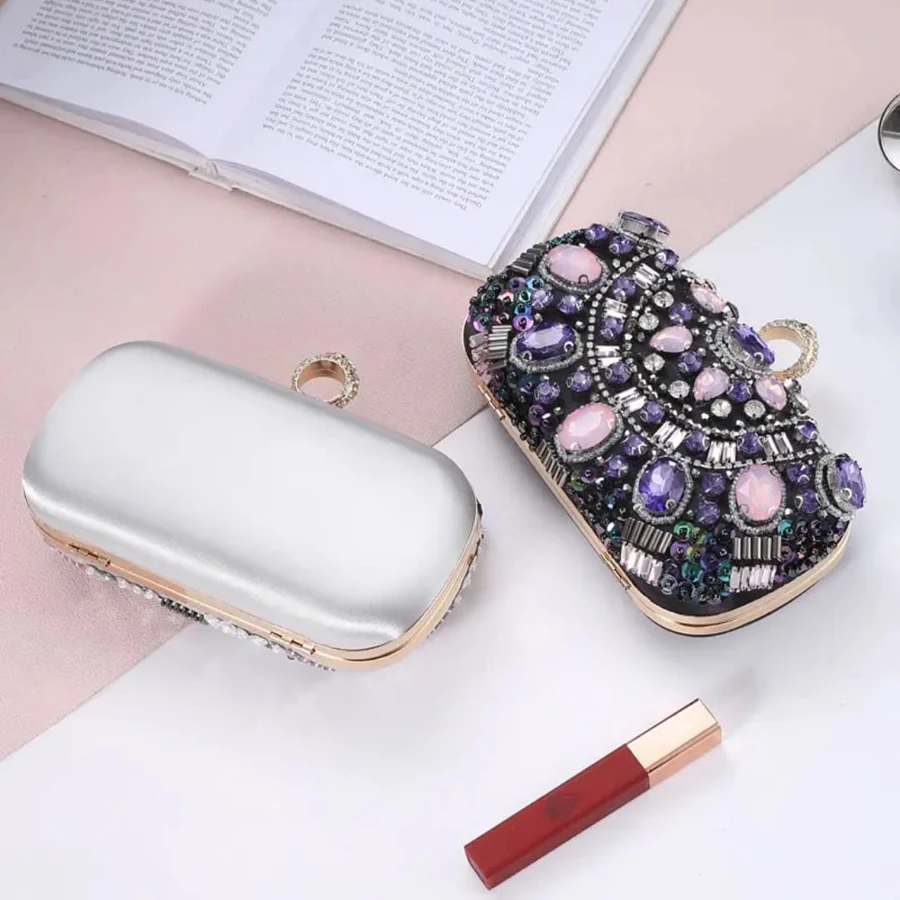 Big Stone Purse – Luxury Crystal Clutch for Wedding & Party