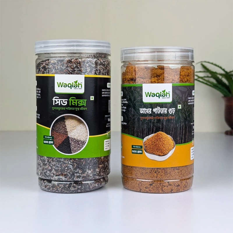 Healthy Life Pairing: Premium Seed Mix and Pure Sugarcane Powder Jaggery (500g Jar)