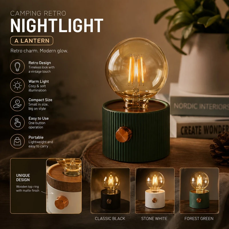 Vintage Edition LED Bulb Night Light – Rechargeable Cordless Art Classics Table Lamp