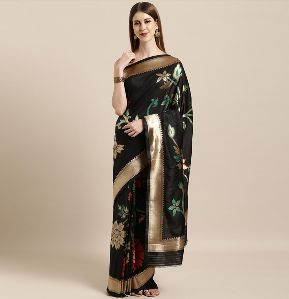 Gorgeous Silk Blend Printed Saree with Blouse GM-1173