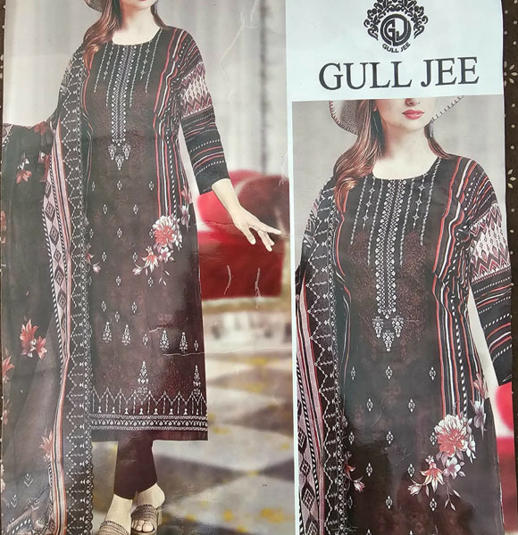 Gull jee 100% Premium cotton digital printed & embroidery 3 Piece