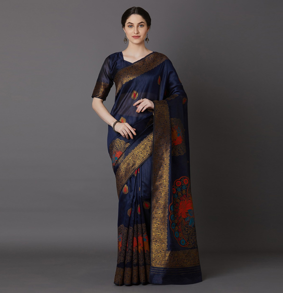 Gorgeous Silk Blend Printed Saree with Blouse GM-1169