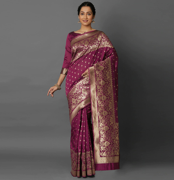 Gorgeous Silk Blend Printed Saree with Blouse GM-1150