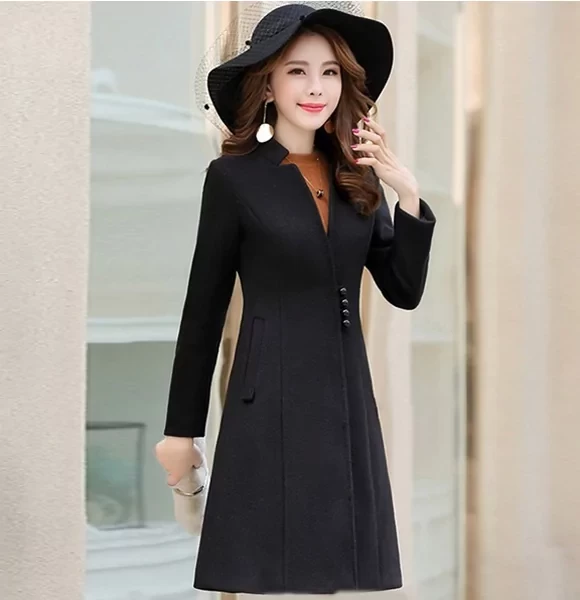 Elegant Ladies Winter Jacket (Black Long)