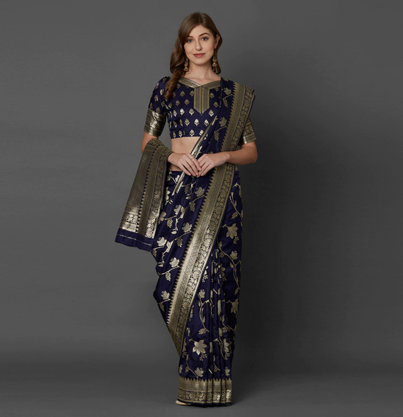 Gorgeous Silk Blend Printed Saree with Blouse GM-1187