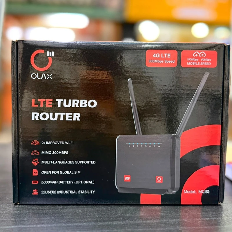 OLAX MC60 4G LTE WiFi Router 300Mbps with 5000mAh Battery, Dual Antennas & 4 Ethernet Ports