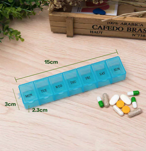 Portable 7 Day Mini Weekly Tablet Pillbox Holder Storage Organizer Container Case Splitters Travel (DS)