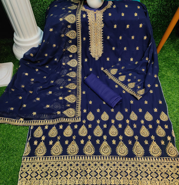 Original Indian Georgette 4 peace With Embroidery Work-GM-966