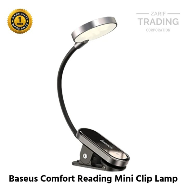 Baseus Comfort Reading Mini Clip Lamp Lamp Book Light USB Led Rechargeable Mini Clip-On Desk Lamp Light Flexible Nightlight Reading Lamp for Travel Bedroom Book (ANV)