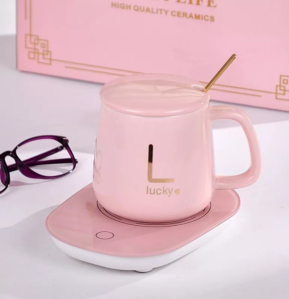 USB Electric Coffee Mug-Warmer For Desk Pink Color