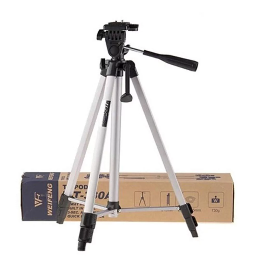 Tripod 330A Professional Camera Tripod With Mobile Holder - Black and Silver
