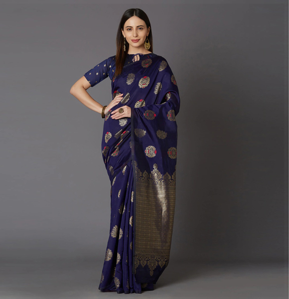 Printed Silk Blend Saree with Blouse GM-1123