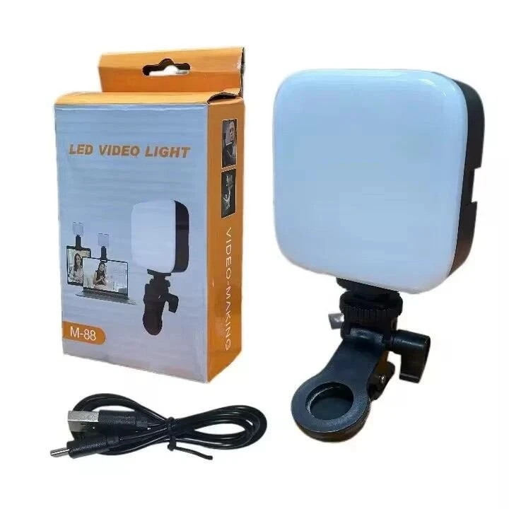 M88 Rechargeable LED Video Light – Adjustable Brightness & 3 Color Modes for Phone, Laptop & Camera