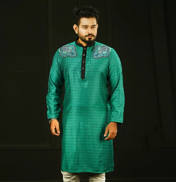 New Stylish 100% Cotton Green Color Panjabi for Men’s