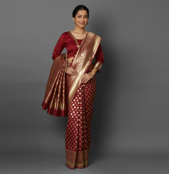 Gorgeous Silk Blend Printed Saree with Blouse GM-1167
