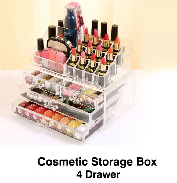 4 Drawer Cosmetics Organizer Transparent Acrylic Makeup Organizer Storage Box