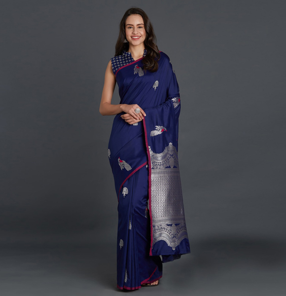 Gorgeous Silk Blend Printed Saree with Blouse GM-1172