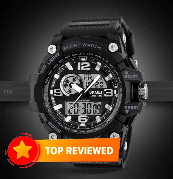 SKMEI 1283 Men Sports Wristwatch Digital Dual Display 50M Waterproof