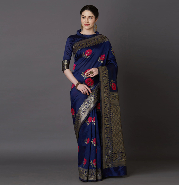Gorgeous Silk Blend Printed Saree with Blouse GM-1138