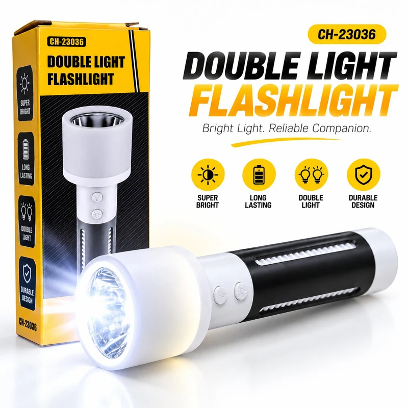 2-in-1 Rechargeable Double Light Torch & Reading Table Lamp