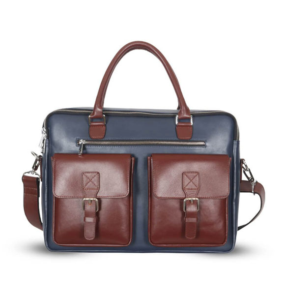 Plain Blue Leather Executive Bag SB-LB420