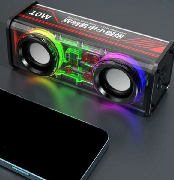 V8 Transparent RGB Light Bluetooth 5.0 Portable Wireless Speaker (DS)