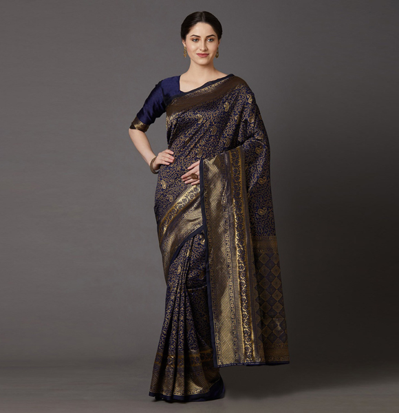 Gorgeous Silk Blend Printed Saree with Blouse GM-1171