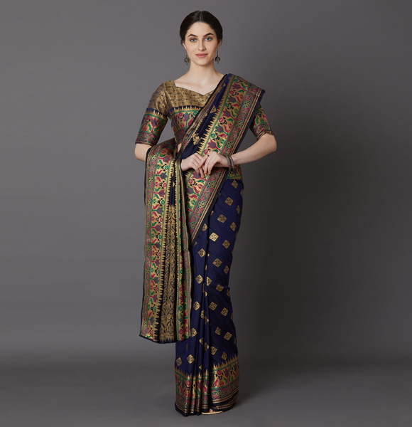 Gorgeous Silk Blend Printed Saree with Blouse GM-1178