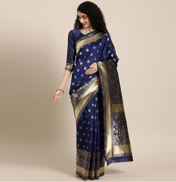 Gorgeous Silk Blend Printed Saree with Blouse GM-1166