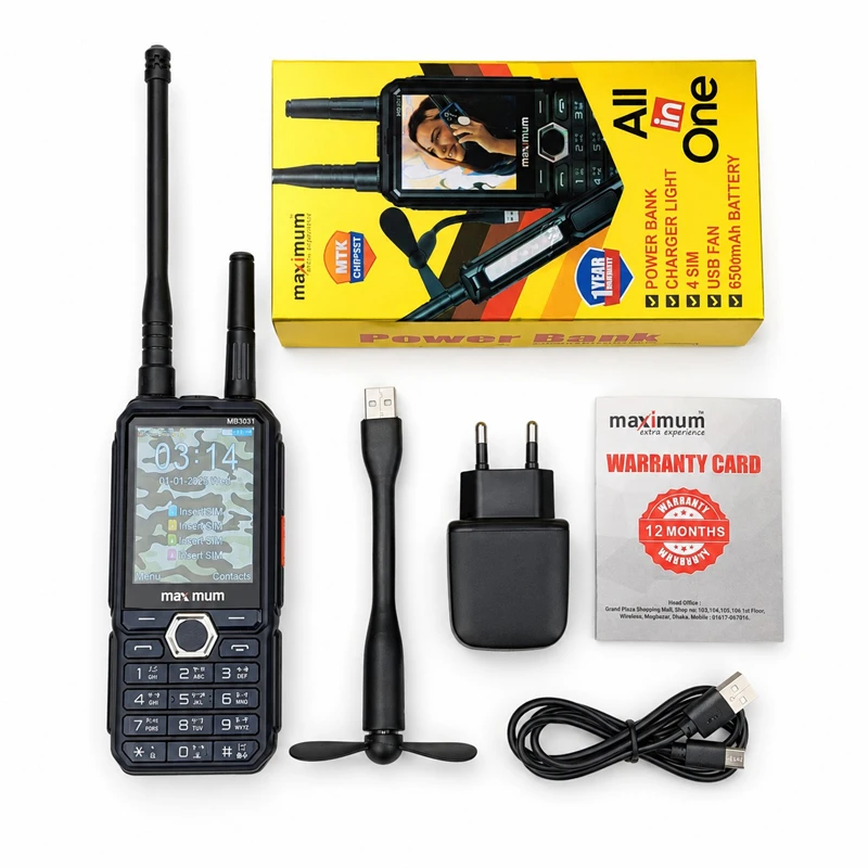 Maximum MB3031 Feature Phone || 4 Sim Dual Antina 6500mAh Battery