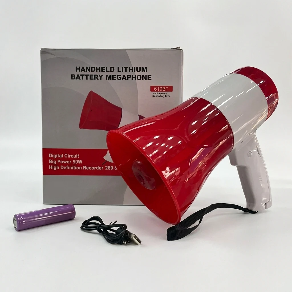 Handheld Lithium Megaphone 20W – Rechargeable Portable Loudspeaker with Voice Recording