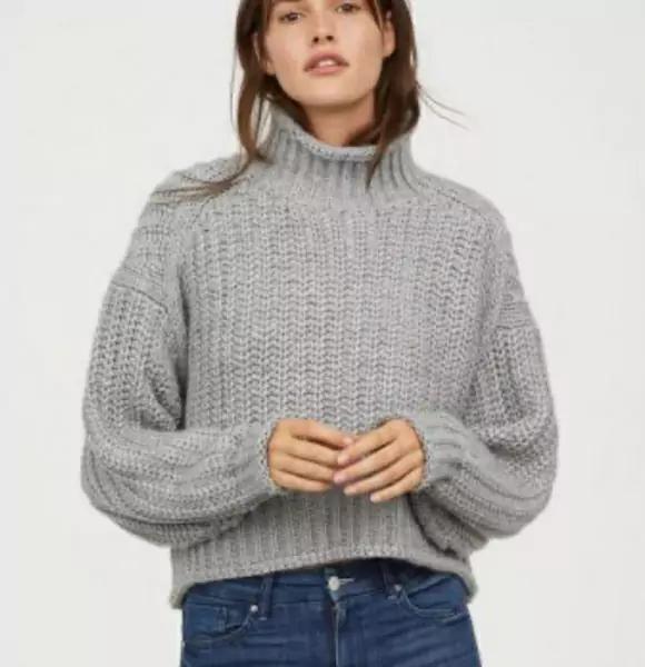 Women Winter Solid Sweater High Neck Pullover Loose Womens Sweaters (Gray)