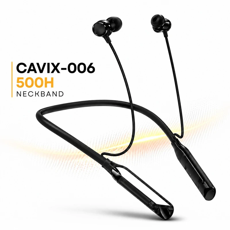 CAVIX-006 Wireless Neckband Earphone with Voice Changer, Magnetic Auto Pause, Vibration Alert & HD Sound