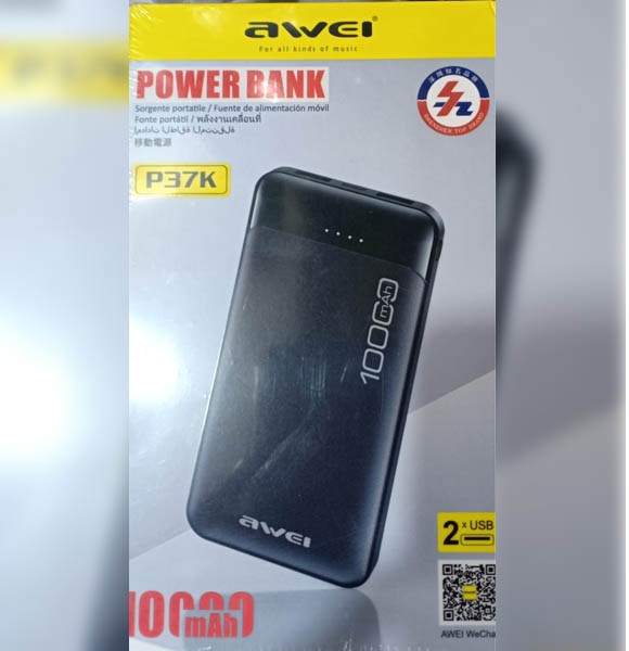 Awei P37K 10000mAh High Speed Charge Dual USB Power Bank Handy Size