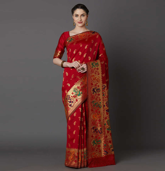 Gorgeous Silk Blend Printed Saree with Blouse GM-1143