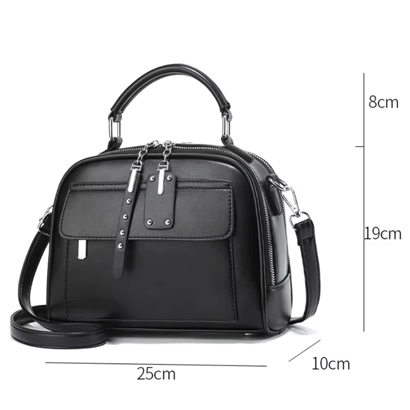 High end ladies' handbag multi-layer large capacity commuting bag(Black)