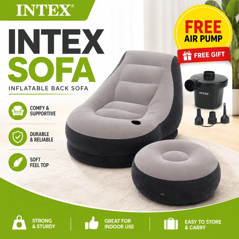 Intex Inflatable Back Sofa with Free Air Pump