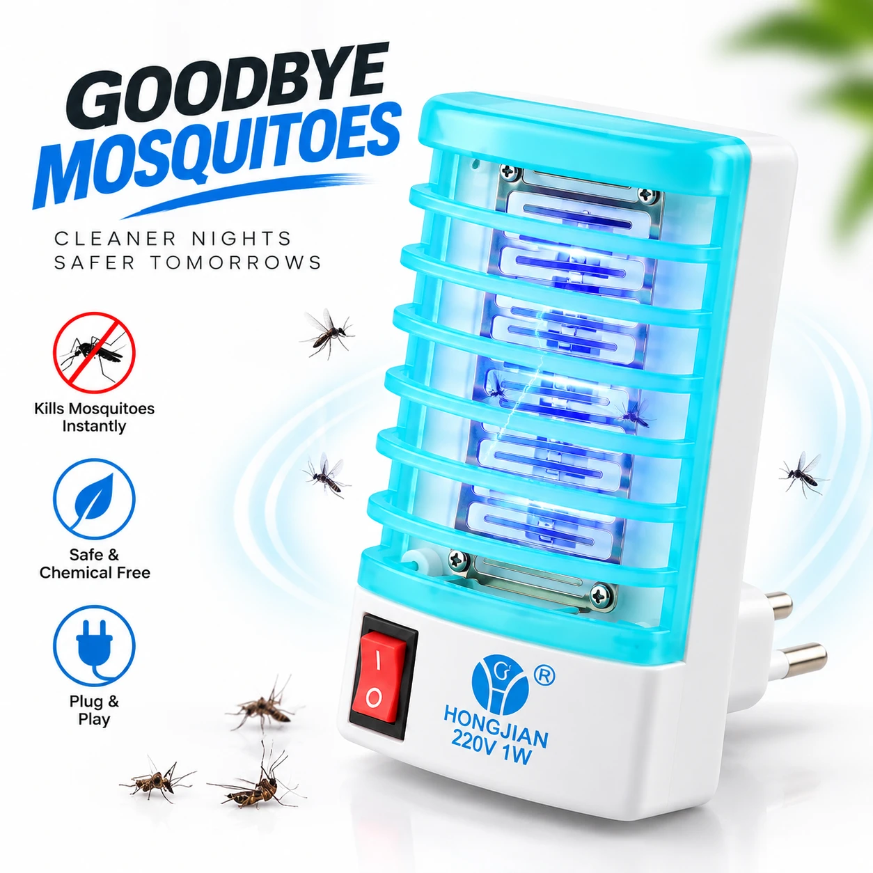 Electric Mosquito Killer Lamp 220V – Chemical-Free Insect Killer & Night Light