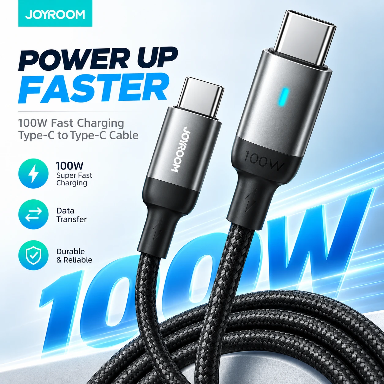 Joyroom JR-EC07 Type-C Earphones & S-CC100A10 100W Fast Charging Cable Combo