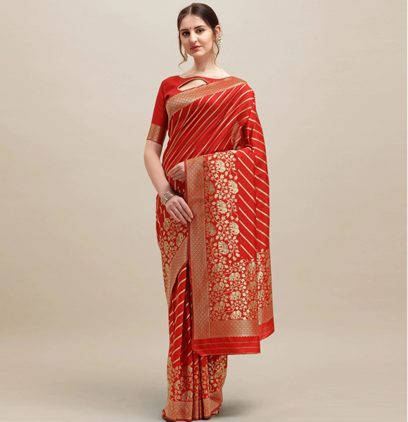 Printed Silk Blend Saree with Blouse GM-1118