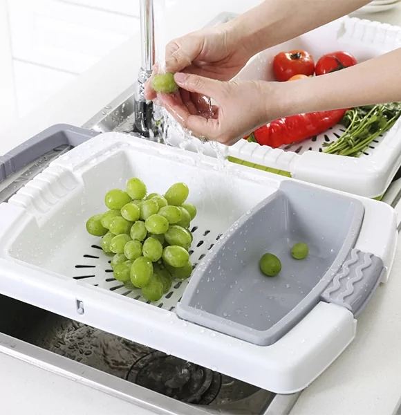3-in-1 Multifunction Chopping Board with Water Strainer & Storage Basket